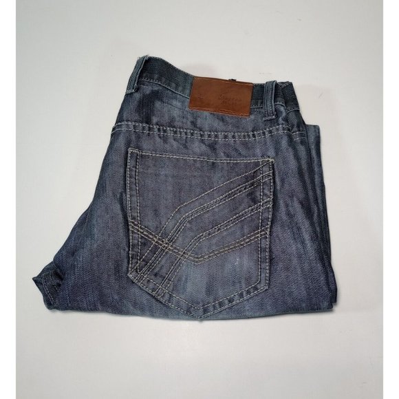 SACRED CULT Men’s Jeans Sz 34x32 Whiskered Embroidered Metallic Straight Leg VGC - Picture 7 of 8